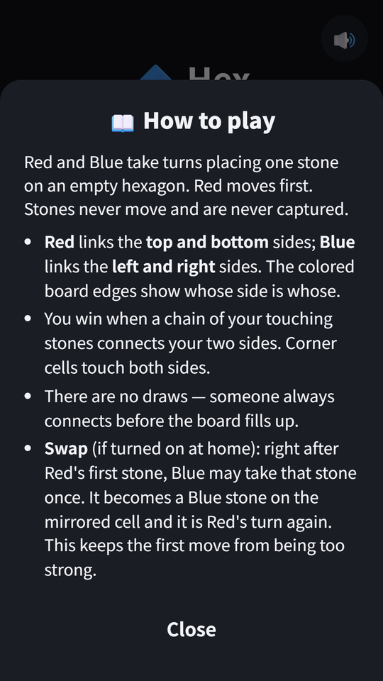 Home screen — board size, level, color and swap rule