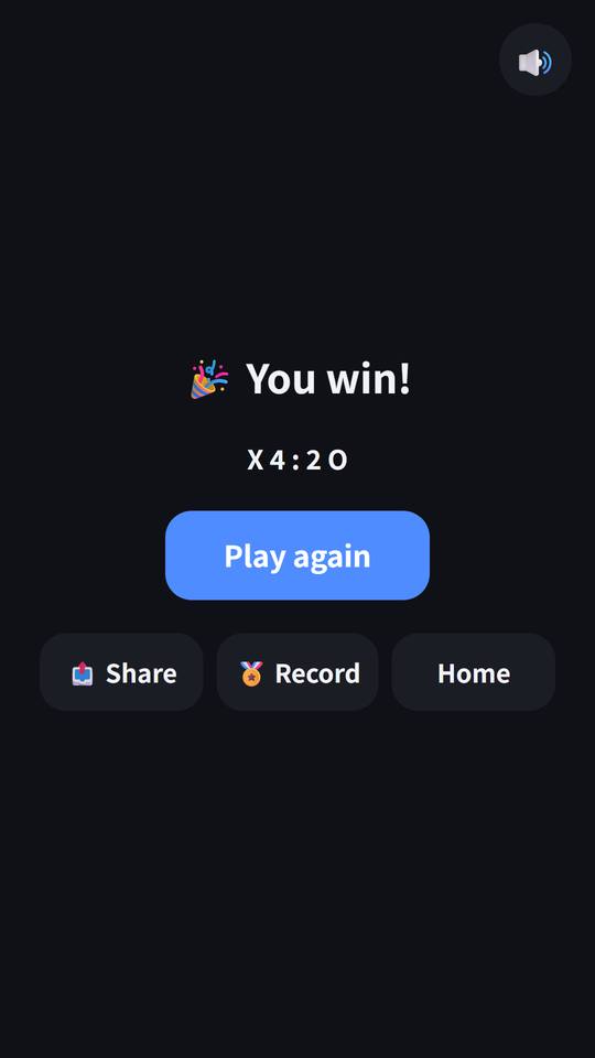 Result screen after beating the computer