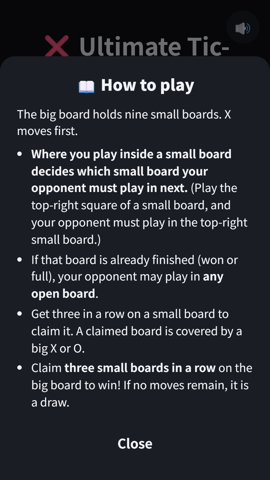 Home — board type, difficulty and who goes first
