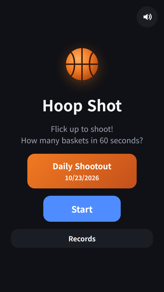 The start screen: Daily Shootout and Start