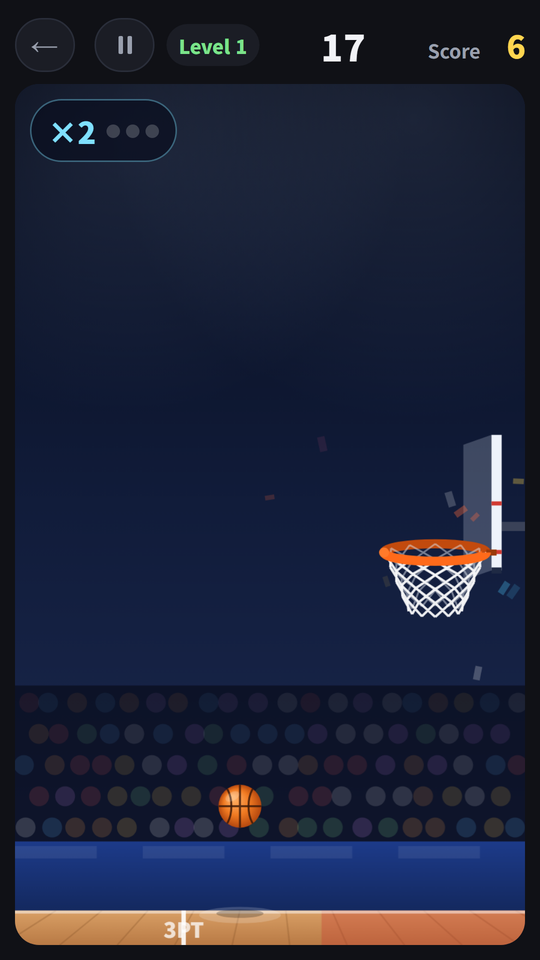After a basket, the x2 streak multiplier lights up