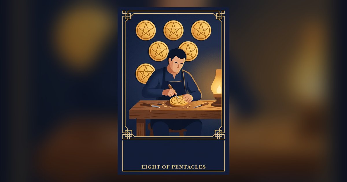 Eight of Pentacles tarot card